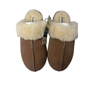 Women's Bed Slippers with Fur by Dearfoams Memory Foam Sz 7/8 Chestnut NWT